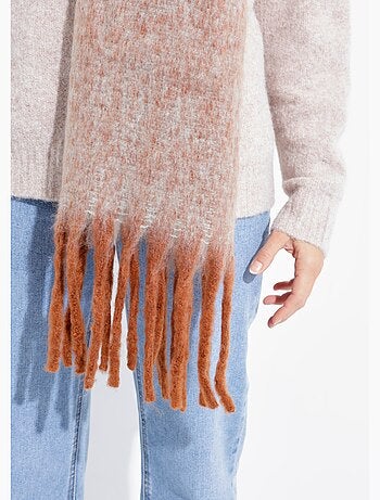 Bufanda suave con flecos en contraste - AFIBEL