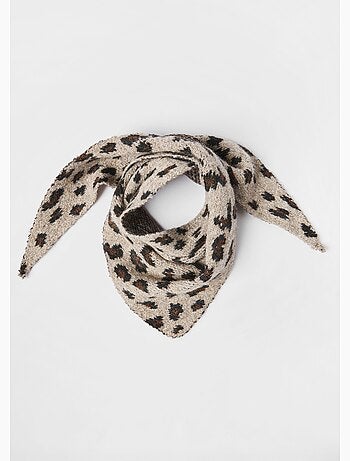 Bufanda triangular de lana con estampado de leopardo - AFIBEL