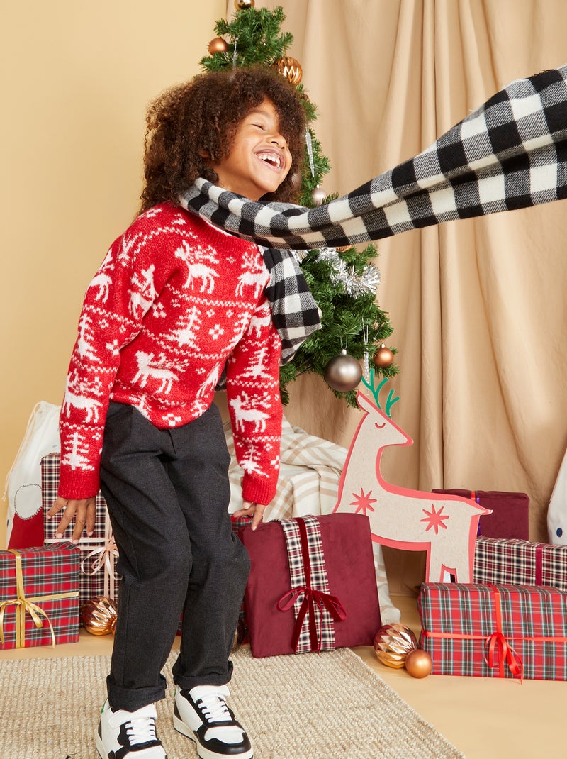 Bufanda y gorra de cuadros NEGRO - Kiabi