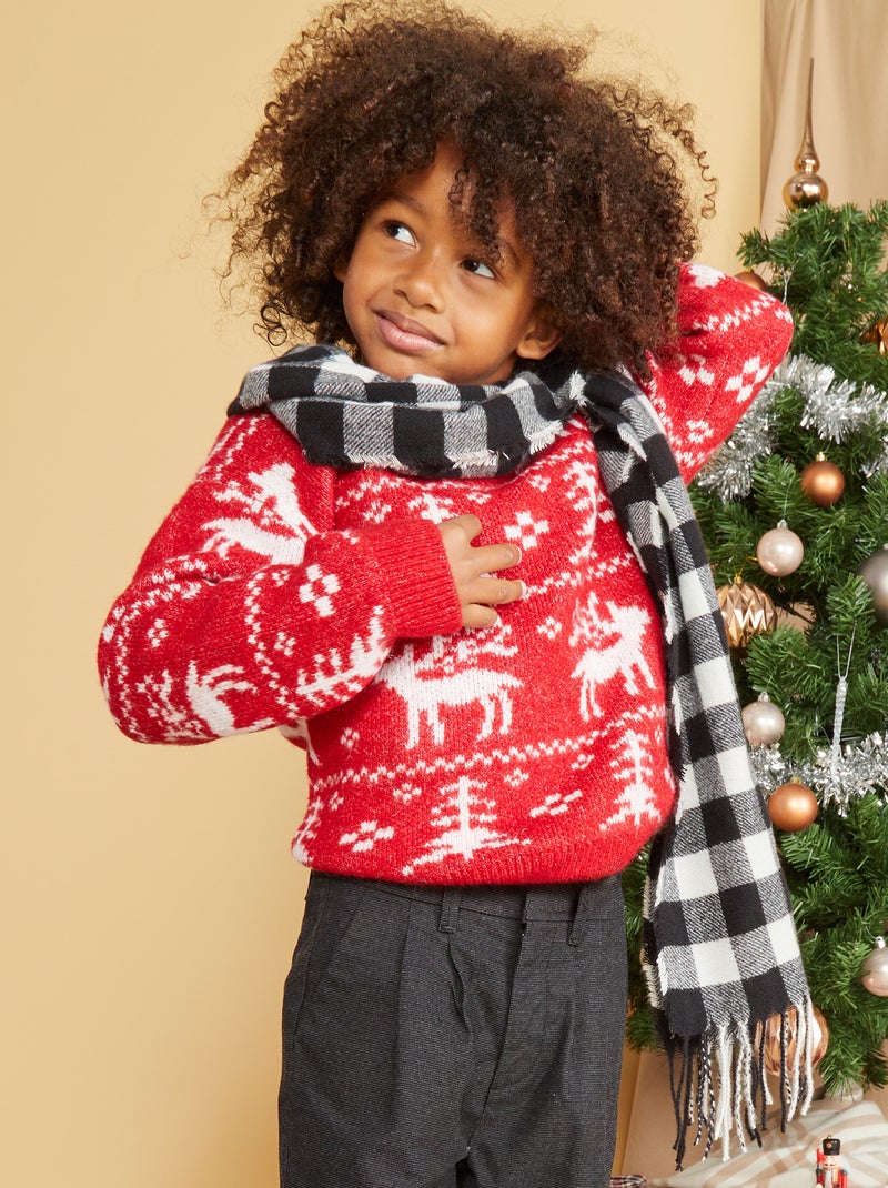 Bufanda y gorra de cuadros NEGRO - Kiabi