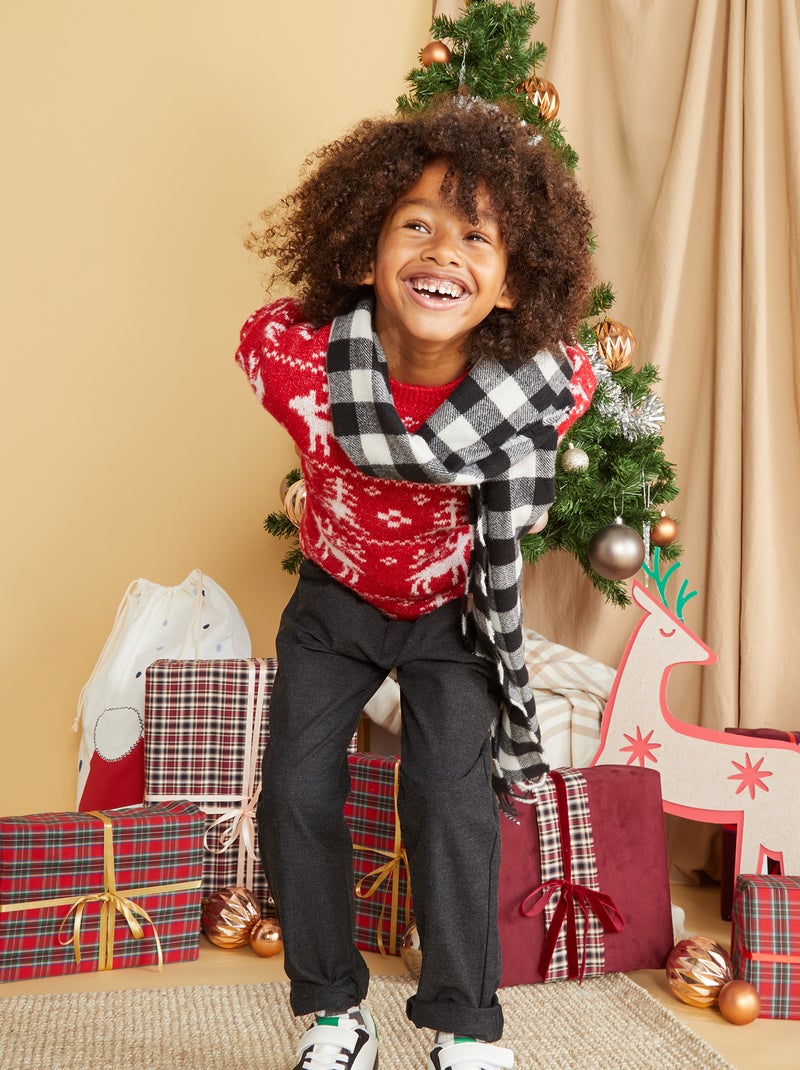 Bufanda y gorra de cuadros NEGRO - Kiabi