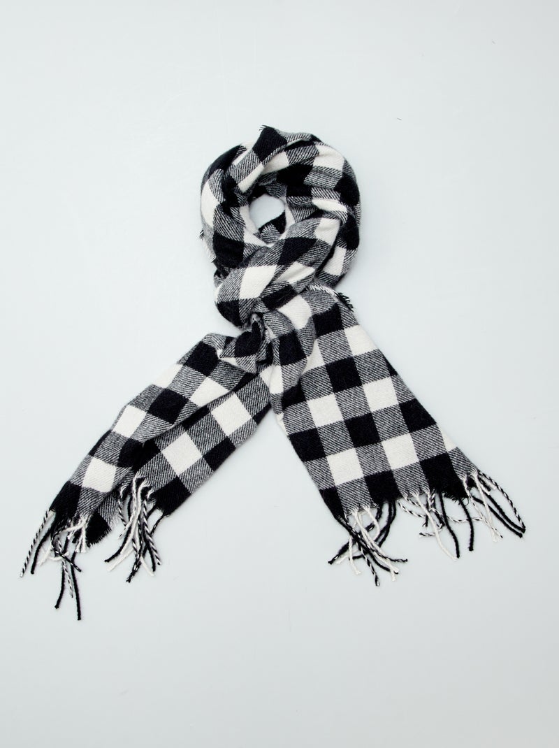 Bufanda y gorra de cuadros NEGRO - Kiabi