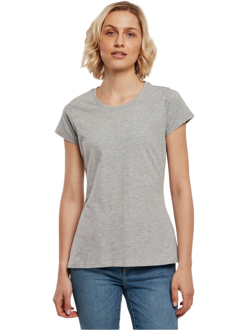 Build Your Brand - Camiseta Basic para Mujer Gris jaspeado - Kiabi