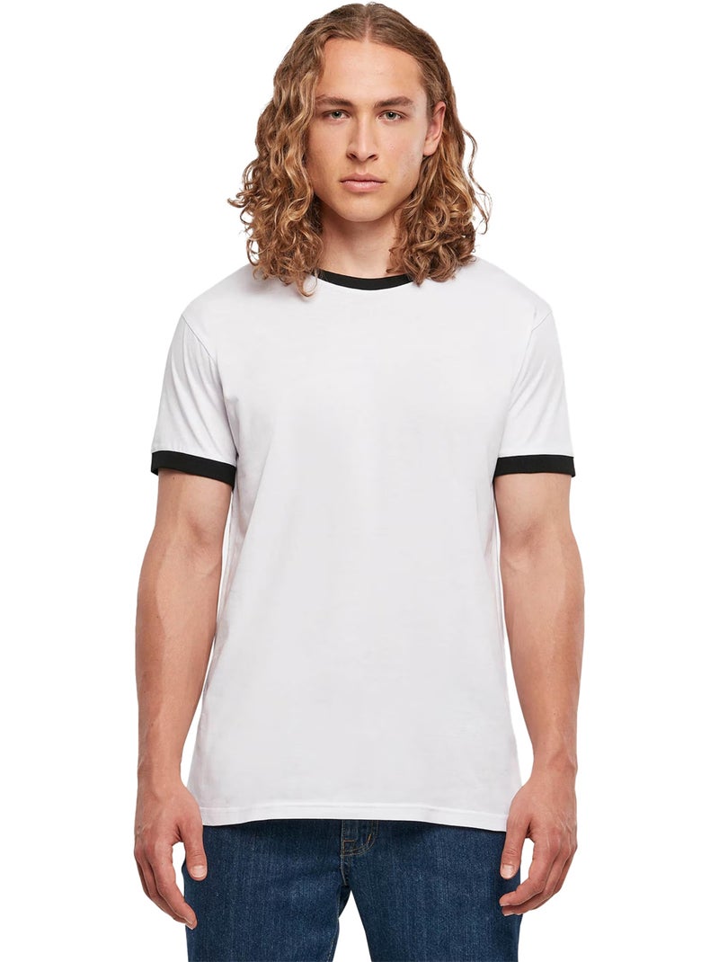 Build Your Brand - Camiseta Diseño Ringer para Hombre Blanco Negro - Kiabi