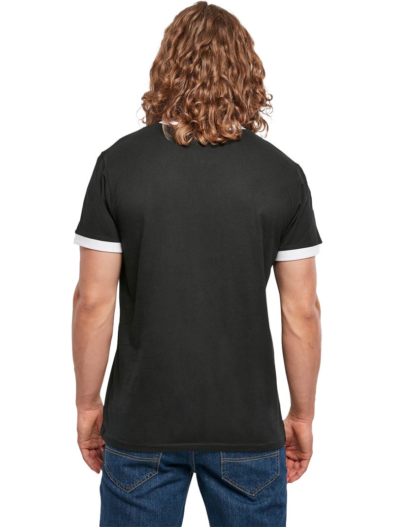 Build Your Brand - Camiseta Diseño Ringer para Hombre Negro Blanco - Kiabi
