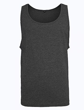 Build Your Brand - Camiseta Sin Mangas Diseño Jaspeado de Jersey para Hombre