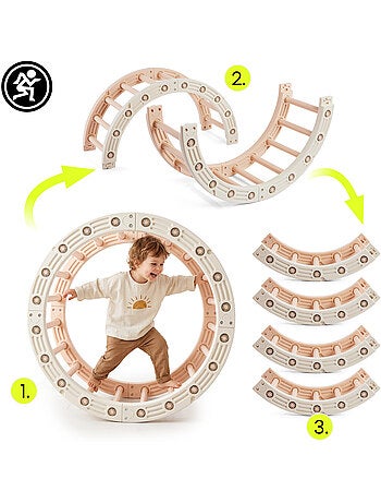 Bujak y rueda de gimnasia 4 en 1 hypermotion para niños, juego montessori de equilibrio y motricidad