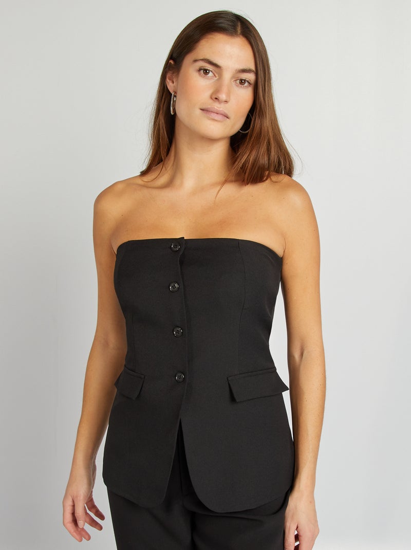 Bustier estilo chaleco de traje negro - Kiabi