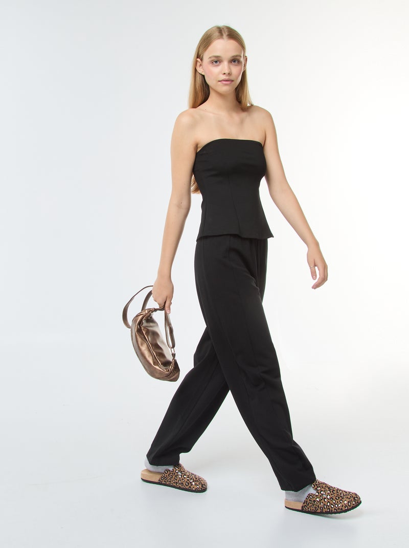 Bustier liso evasé negro - Kiabi