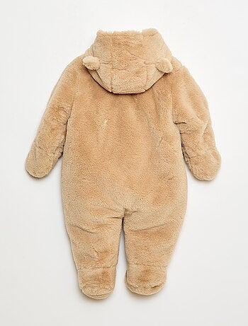 Buzo polar con capucha efecto peluche