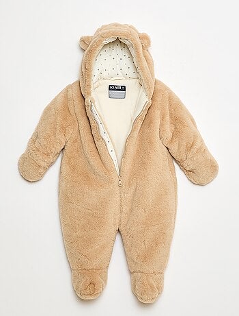 Buzo polar con capucha efecto peluche