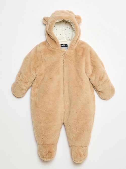 Buzo polar con capucha efecto peluche - Kiabi
