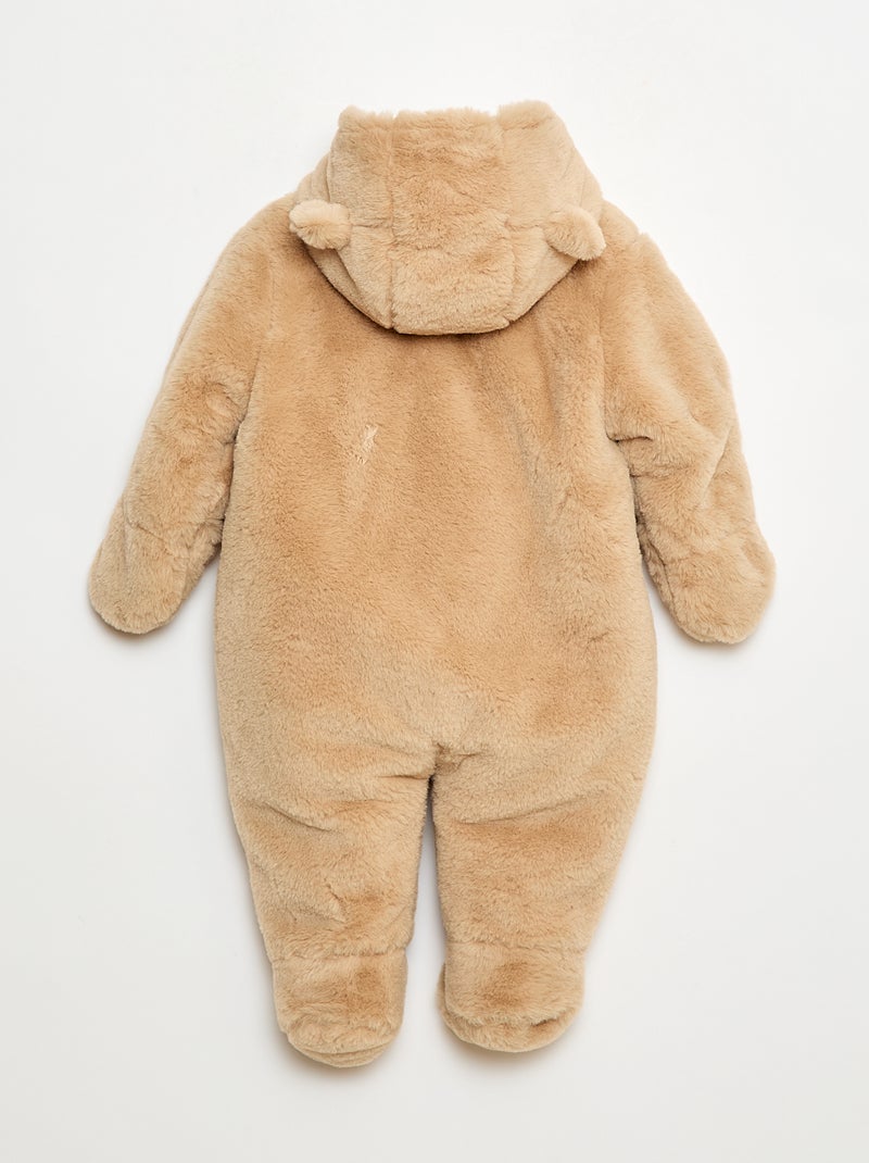Buzo polar con capucha efecto peluche Beige - Kiabi