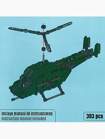 Bym helicóptero de juguete 2 en 1 desmontable 393 piezas