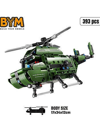 Bym helicóptero de juguete 2 en 1 desmontable 393 piezas