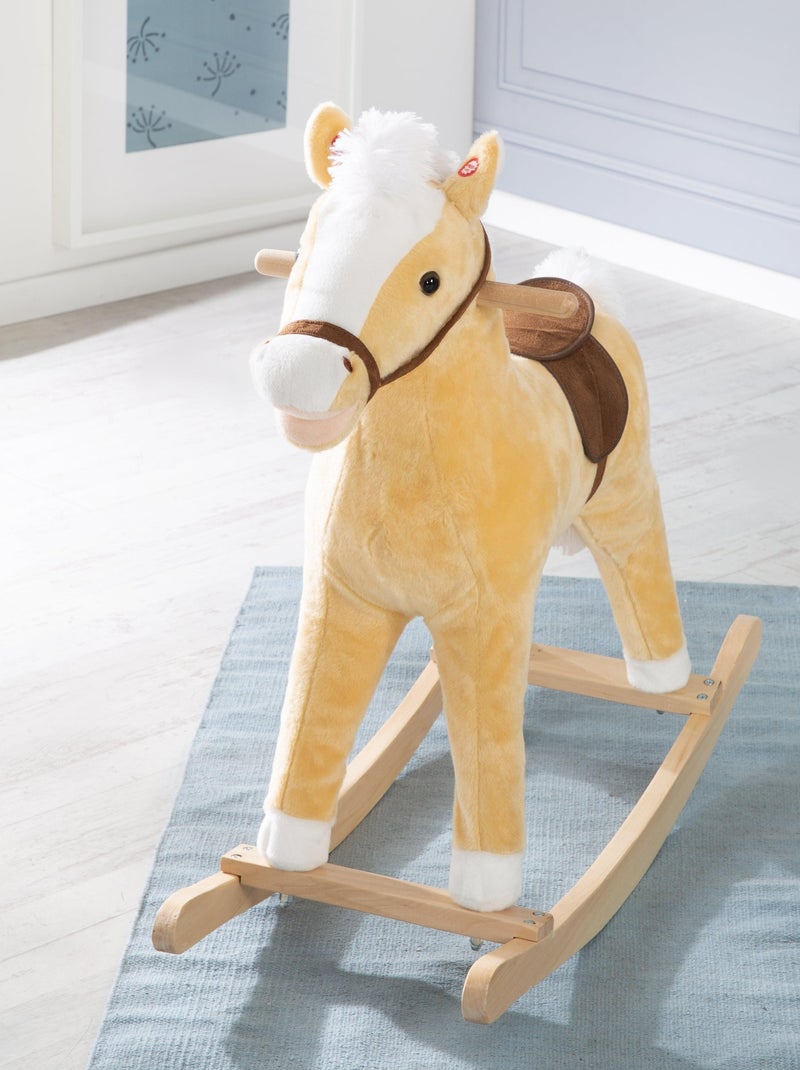 Caballo balancín con gorro y bufanda navideña - efectos sonoros - 'Roba' Amarillo - Kiabi
