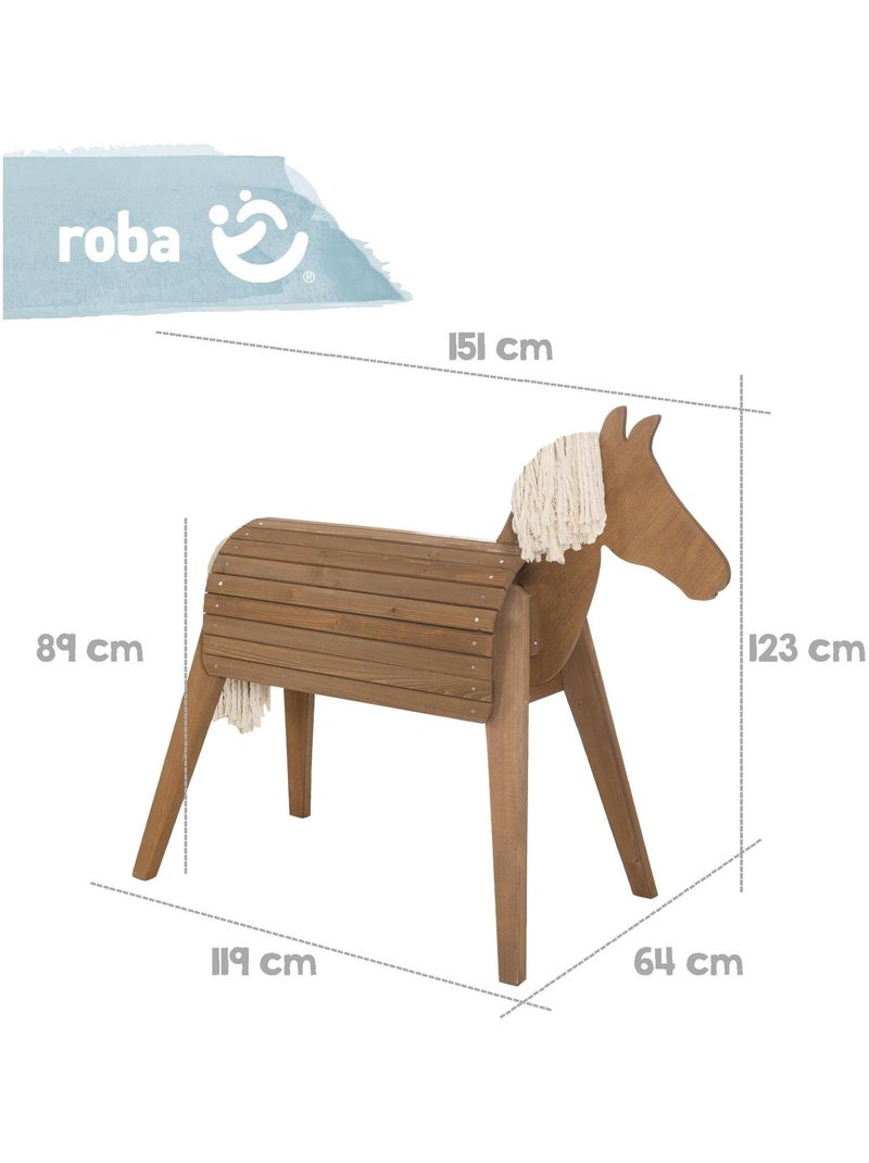 Caballo de jardín para niños - madera maciza resistente 'Roba outdoor+' Marrón - Kiabi