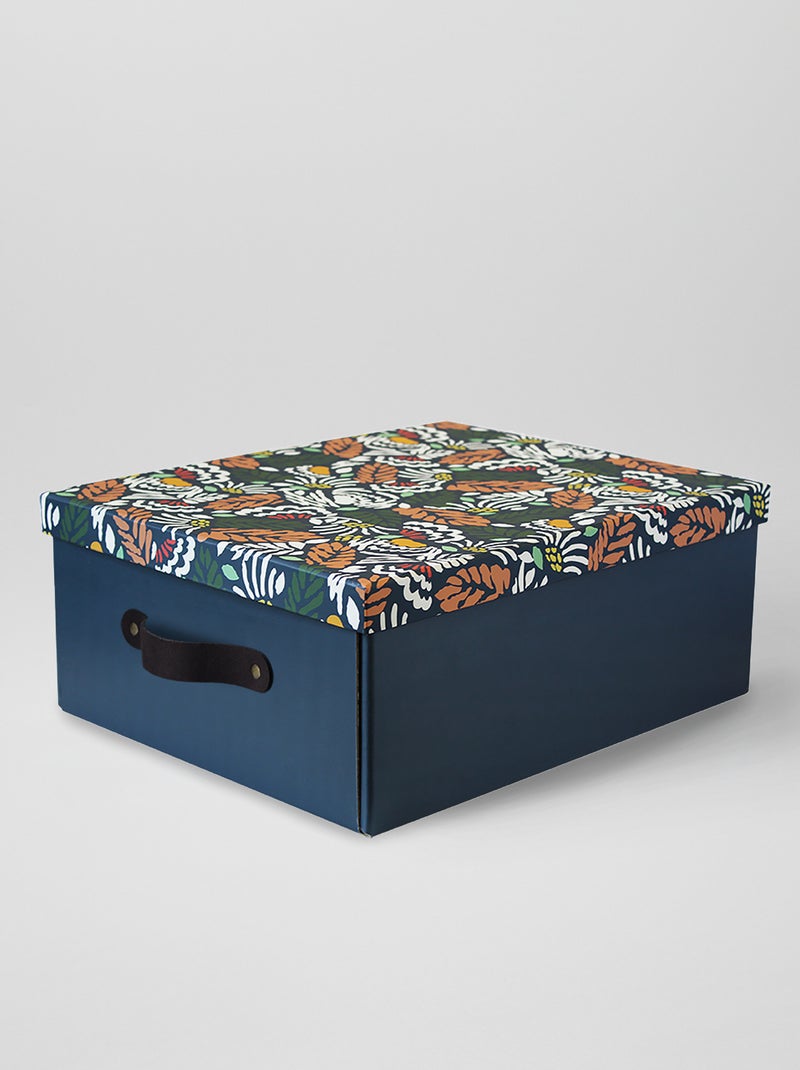 Caja de almacenaje 'flores' azul marino - Kiabi