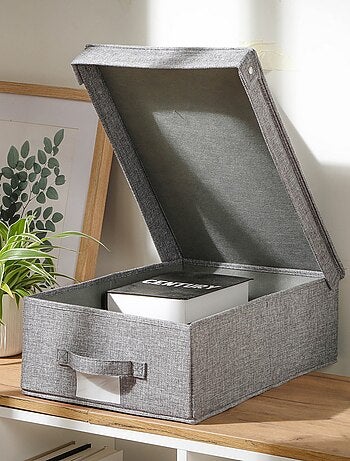 Caja de almacenamiento de lino con tapa