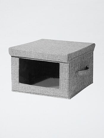 Caja de almacenamiento de lino con ventana transparente
