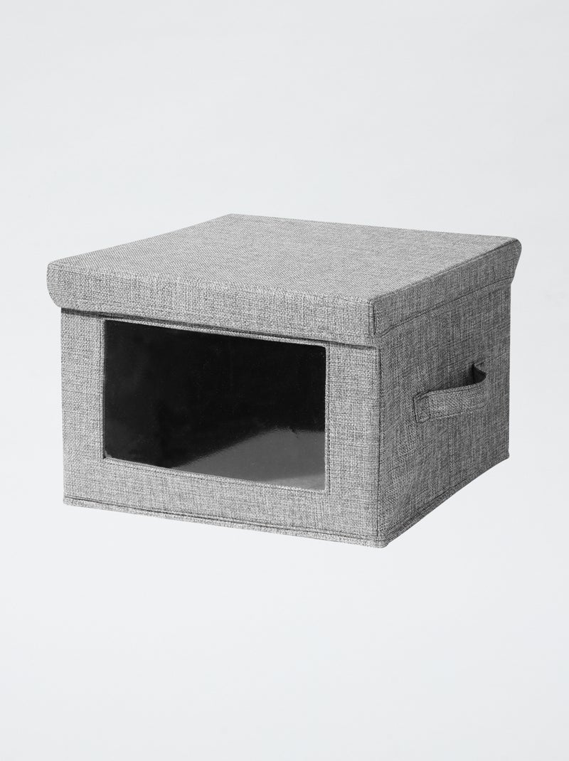 Caja de almacenamiento de lino con ventana transparente Gris - Kiabi