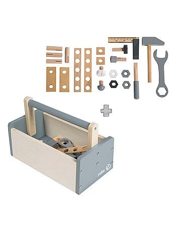 Caja de herramientas en madera para niños - 22 piezas - caja de bricolaje 'Roba'