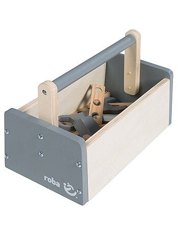 Caja de herramientas en madera para niños - 22 piezas - caja de bricolaje 'Roba'