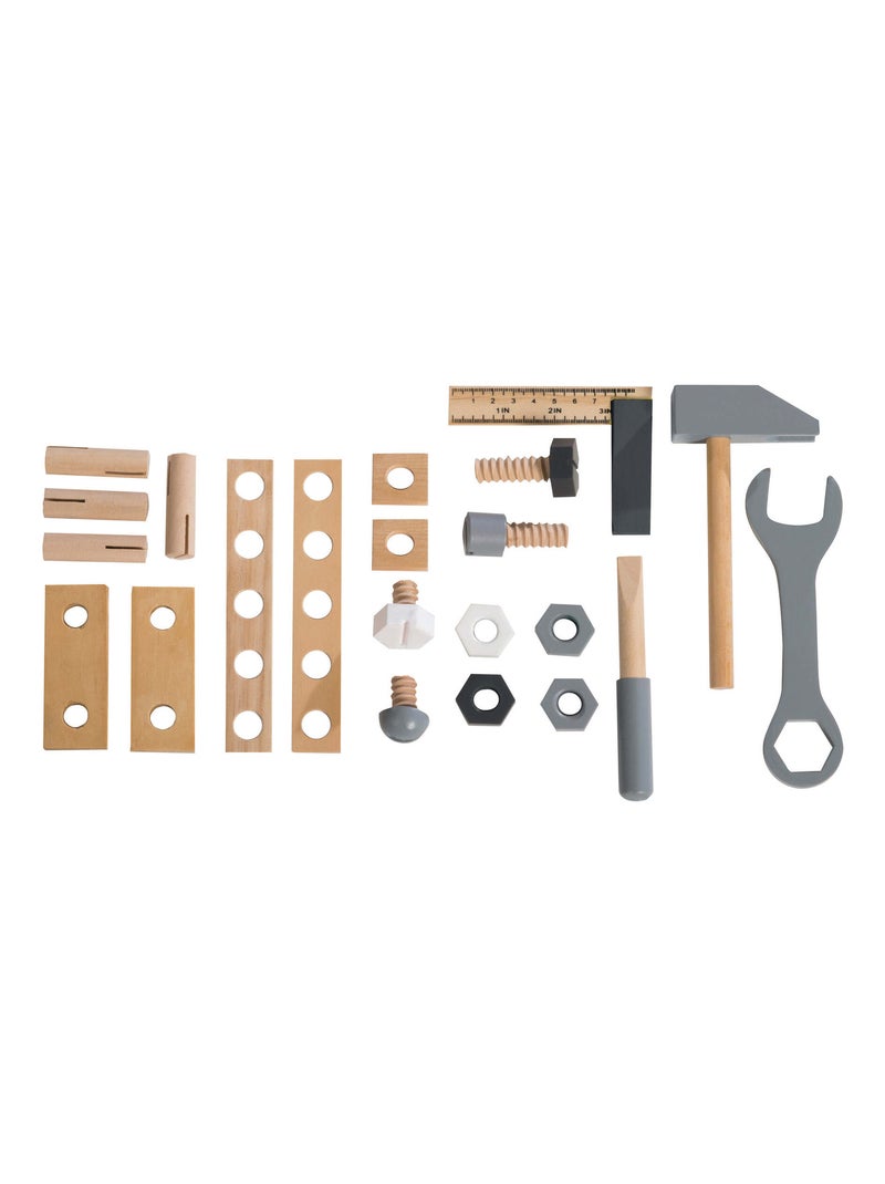 Caja de herramientas en madera para niños - 22 piezas - caja de bricolaje 'Roba' Gris beige Blanco - Kiabi