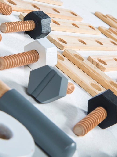 Caja de herramientas en madera para niños - 46 piezas - caja de bricolaje 'Roba' - Kiabi