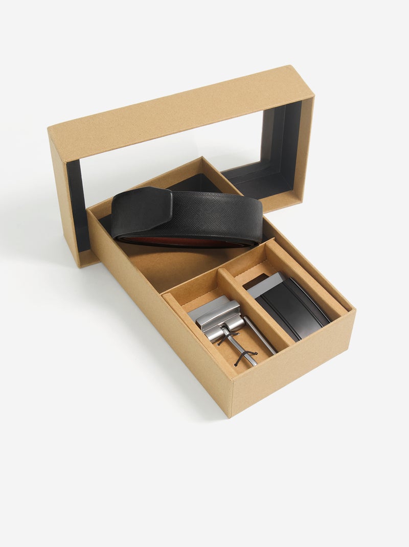 Caja de regalo - Cinturón con 2 hebillas Negro - Kiabi