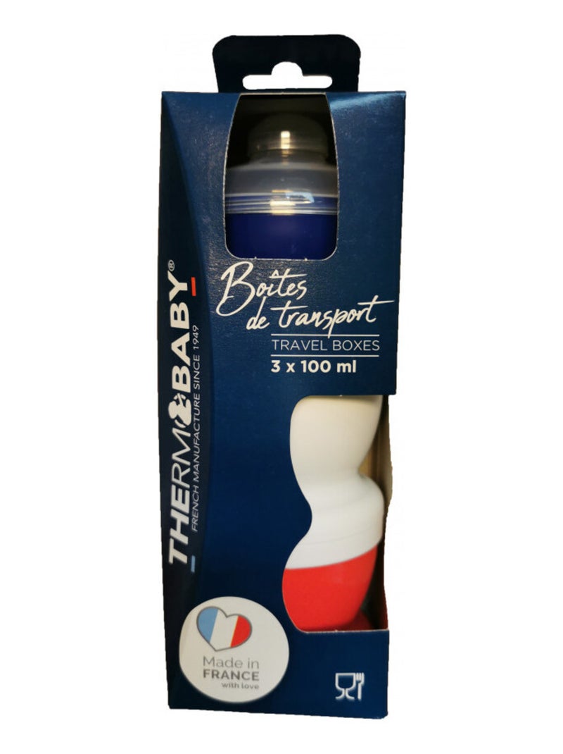 Caja de transporte de leche Thermobaby con 3 compartimentos apilables, 3x100 ml Blanco Rojo Azul - Kiabi