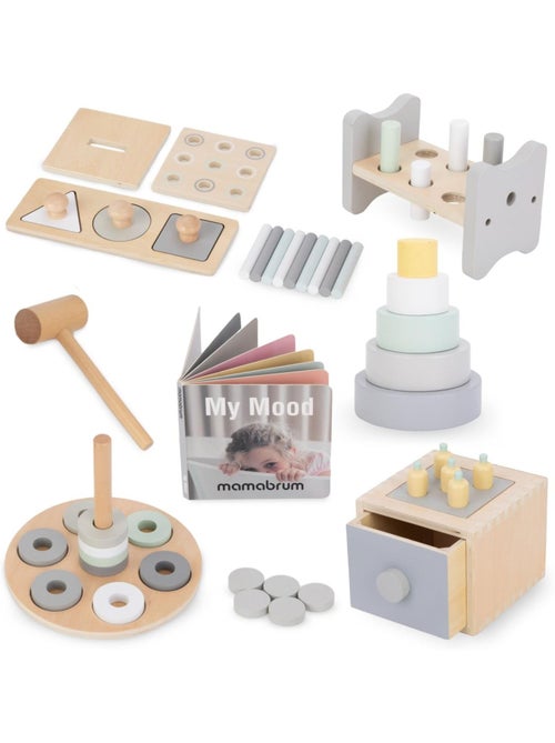 Caja educativa montessori madera 6 juguetes aprendizaje mamabrum - Kiabi Caja educativa montessori madera 6 juguetes aprendizaje mamabrum - Kiabi