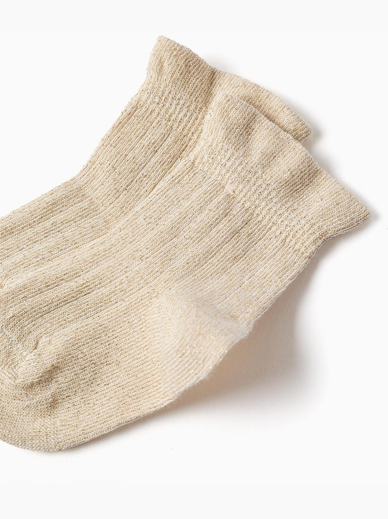 Calcetines acanalados con lurex y volantes Dorado/Oro - Kiabi