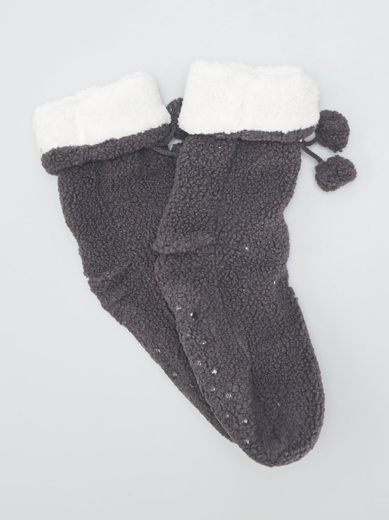 Calcetines altos con borreguito GRIS - Kiabi