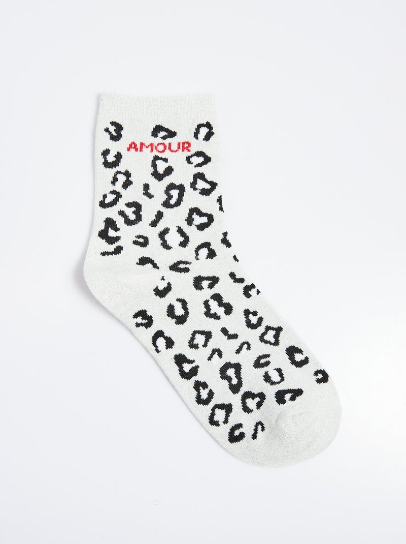 Calcetines AMOUR, estampado de leopardo metalizado - AFIBEL Blanco - Kiabi