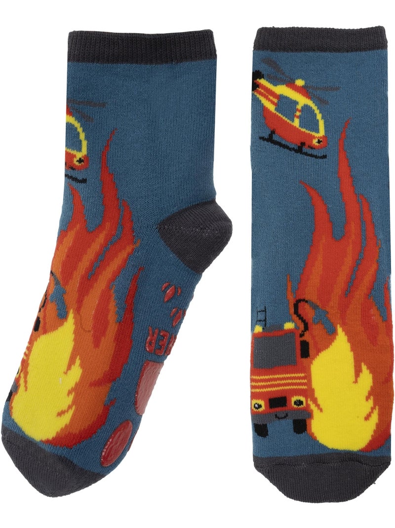 Calcetines antideslizantes bombero - algodón garçon Azul petróleo - Kiabi