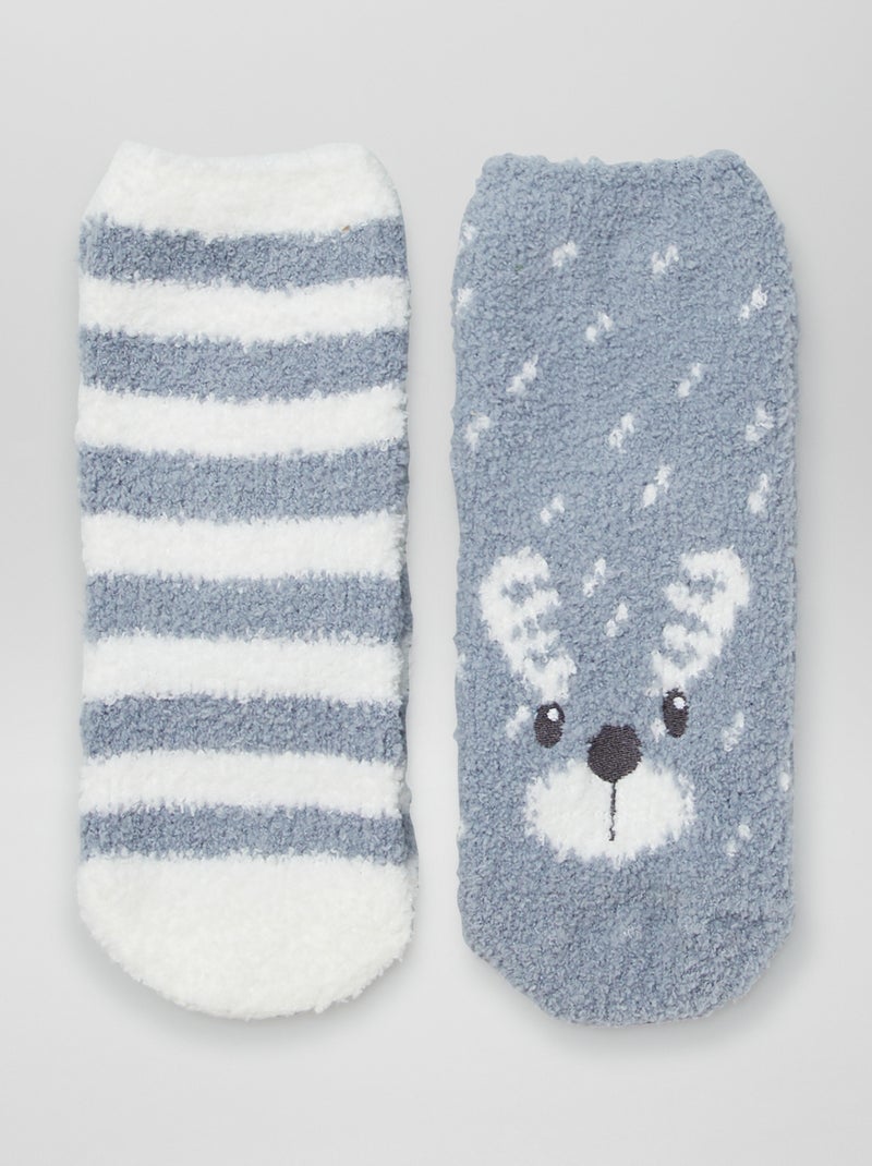 Calcetines antideslizantes cálidos 'animal' GRIS - Kiabi