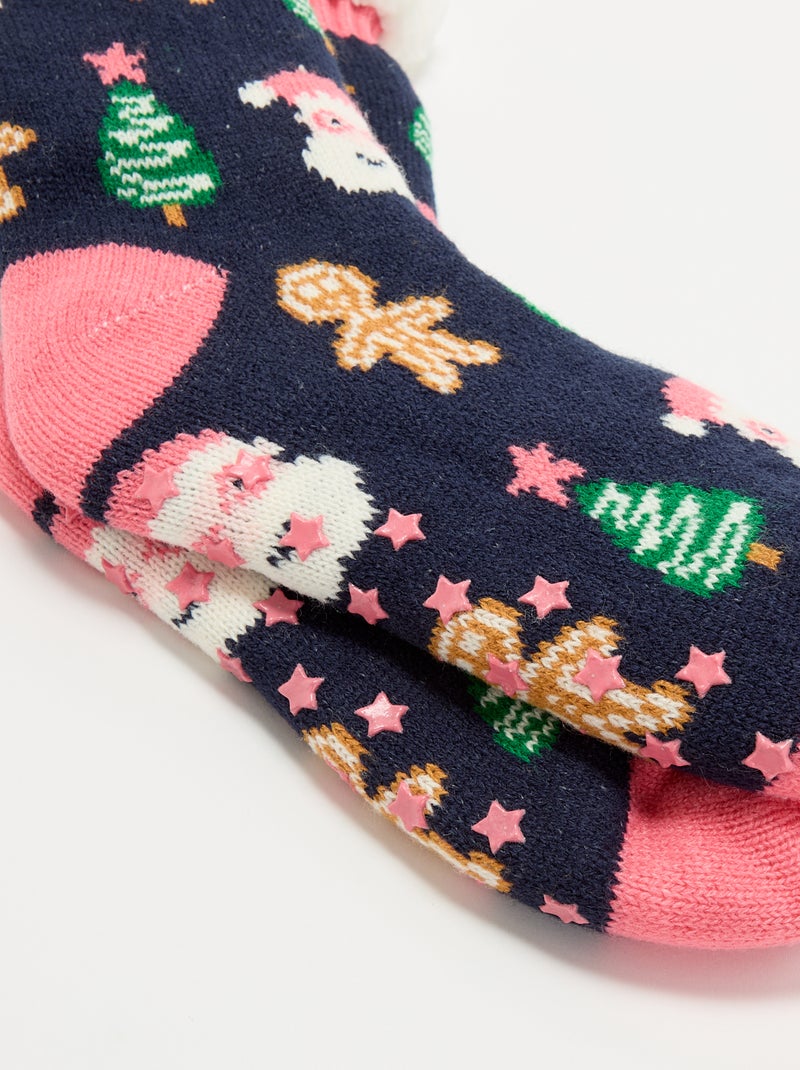 Calcetines antideslizantes de Navidad Azul - Kiabi