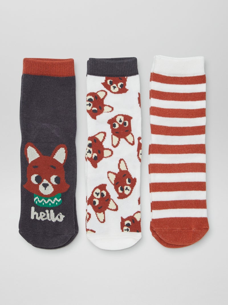 Calcetines antideslizantes estampados MARRON - Kiabi