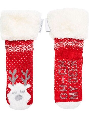 Calcetines antideslizantes Malla Noël - Puntos antideslizantes fille Isotoner