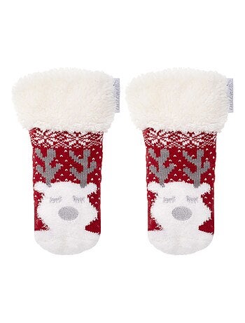 Calcetines antideslizantes Malla Noël - Puntos antideslizantes fille Isotoner