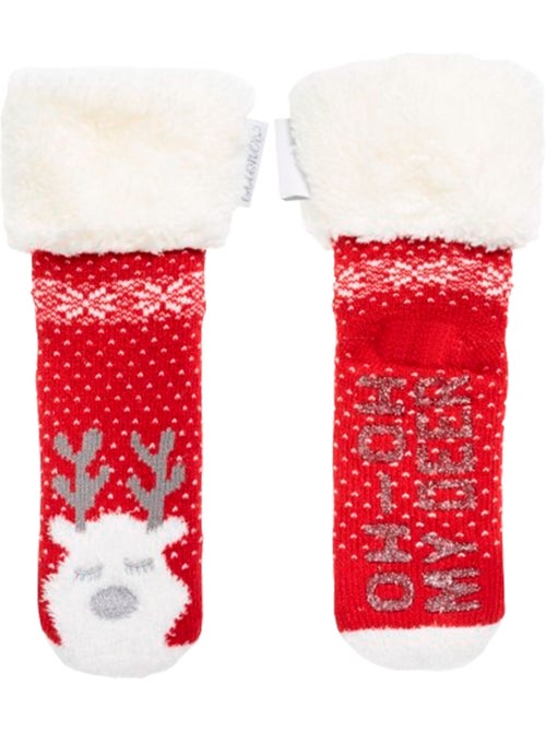 Calcetines antideslizantes Malla Noël - Puntos antideslizantes fille Isotoner - Kiabi