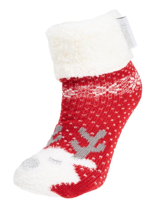 Calcetines antideslizantes Malla Noël - Puntos antideslizantes fille Isotoner - Kiabi