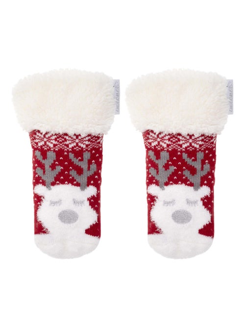 Calcetines antideslizantes Malla Noël - Puntos antideslizantes fille Isotoner - Kiabi