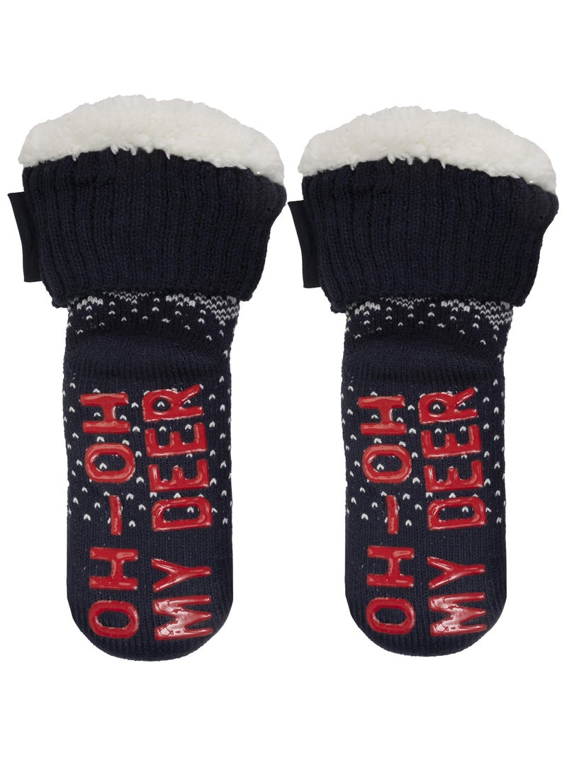 Calcetines antideslizantes Malla Noël - Puntos antideslizantes garçon Isotoner Azul marino - Kiabi