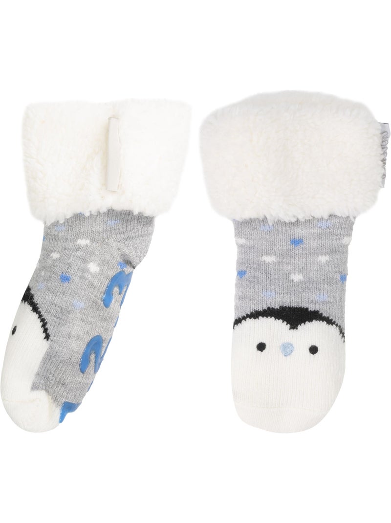Calcetines antideslizantes penguin - prendas de punto mixte enfant Gris jaspeado - Kiabi