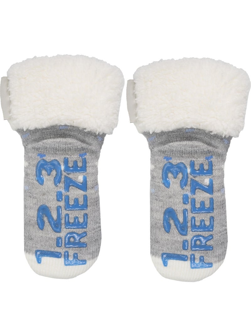 Calcetines antideslizantes penguin - prendas de punto mixte enfant Gris jaspeado - Kiabi