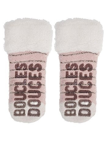 Calcetines antideslizantes Piel de oveja de punto rubor fille Isotoner