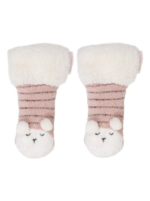 Calcetines antideslizantes Piel de oveja de punto rubor fille Isotoner - Kiabi