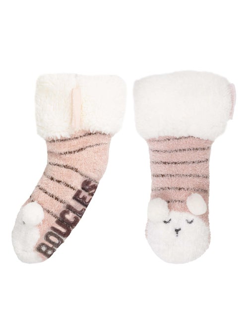 Calcetines antideslizantes Piel de oveja de punto rubor fille Isotoner - Kiabi